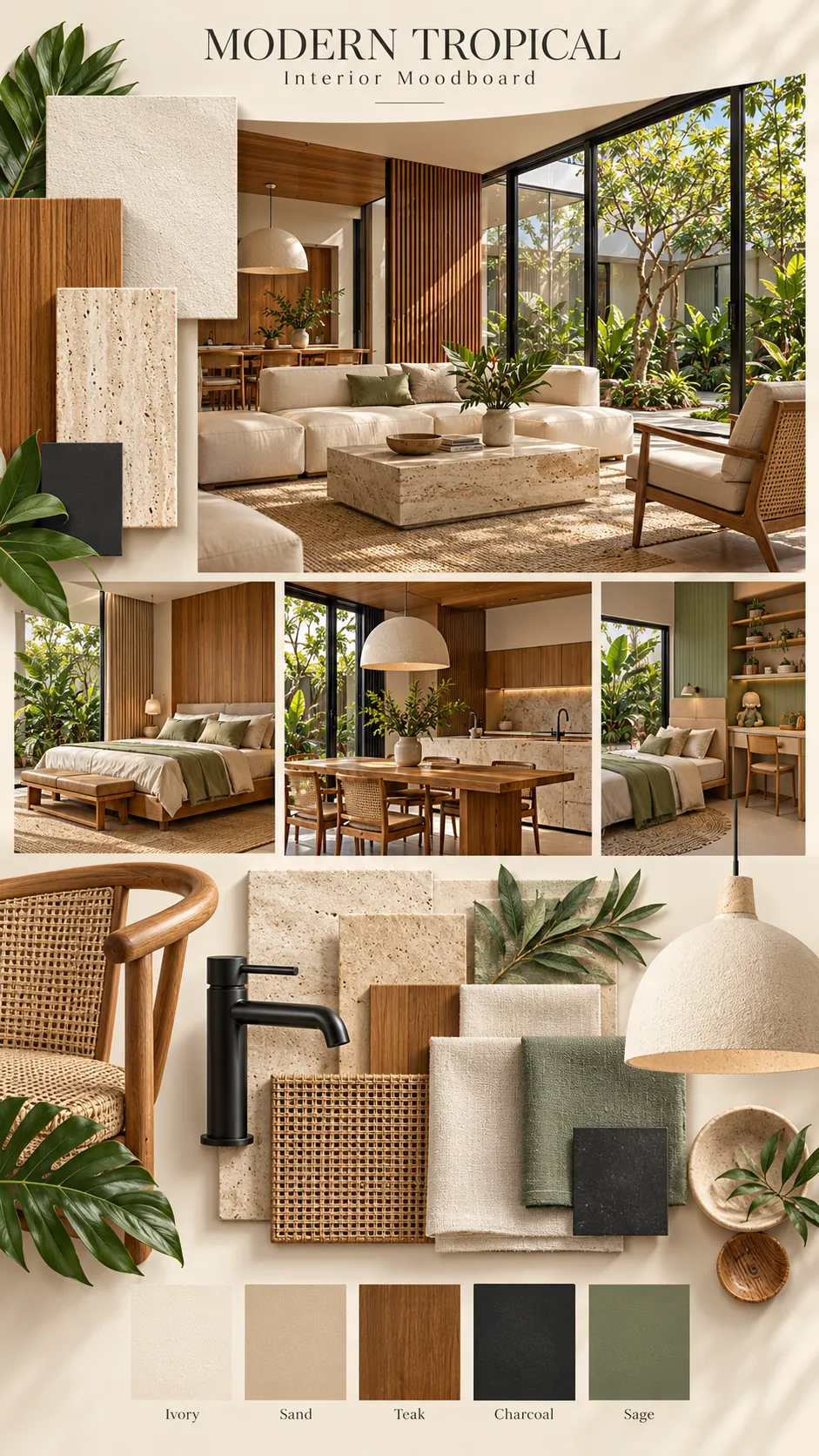 Moodboard interior modern tropis